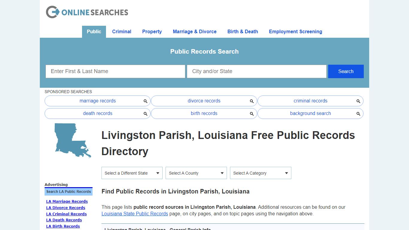 Livingston Parish, Louisiana Public Records Directory