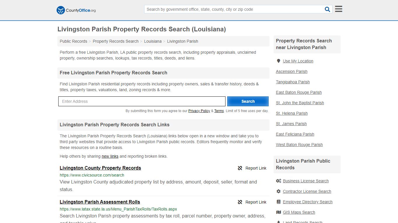 Property Records Search - Livingston Parish, LA ...